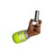 3d render, cartoon african human hand with dark skin holds bolt screw. Construction tool icon. Renovation service clip art