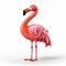 3d Render Cartoon Flamingo Full Body White Background Plastic Model