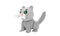 3d render. Cartoon gray kitten turned sideways. 3d illustration