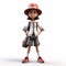 3d Render Of Cartoon Mila In Black And Red Outfit With Hat