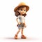 3d Render Cartoon Of Olivia In Orange Hat And Shorts
