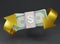 3D render cash back icon with Bundles cash isolate on dark or black background. Cashback or Refund money service design.Banknotes