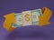 3D render cash back icon with Bundles cash isolate on soft purple background. Cashback or Refund money service design.Banknotes