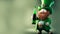 3D Render of Cheerful Leprechaun Man Holding Alcohol Bottle On Pastel Green Background And Copy Space. St. Patrick\\\'s Day