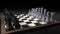3d render of a chess game. Marble pieces on a chessboard