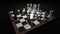 3d render of a chess game. Marble pieces on a chessboard