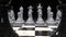 3d render of a chess game. Marble pieces on a chessboard