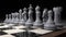 3d render of a chess game. Marble pieces on a chessboard