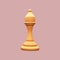 3D Render Chess Piece Of Golden Bishop Over Pastel Red