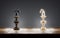 3d render chessboard with two knights on black background