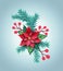 3d render, Christmas color paper poinsettia flower, festive embellishment, holiday decoration, greeting card