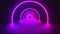 3d render of circle neon tunnel. Ultraviolet abstract background from round arcade. Computer generated a virtual reality