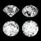 3d render, clear diamond, brilliant, precious gem, jewel icon, perspective view, clip art set, isolated on black background