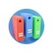 3d render closed folder document organizer in blue circle. 3d colorful folder in blue circle. 3d colorful folder