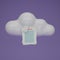 3D render Cloud storage text document icon isolate on purple background. Document cloud download. Cloud computing. 3D rendering