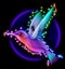 3d render of colibri bird - hummingbird with stars