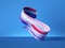 3d render, colorful gouache smear object isolated on blue background, curvy ribbon brush stroke stripe clip art, modern minimal
