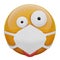 3D render of crazy  emoji face in medical mask protecting from coronavirus 2019-nCoV