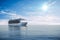 3d render of cruise ship on perfect blue sea