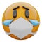 3D render of crying sad yellow emoji face in medical mask protecting from coronavirus 2019-nCoV