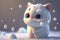 3D Render of a Cute Cartoon Kitten in a Snowy Environment, Generative Ai