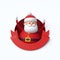 3d render, cute Christmas character, cartoon Santa Claus inside