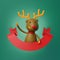 3d render, cute Christmas deer character, cartoon Reindeer, red