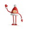 3d render. Cute little santa helper waving hand. Christmas toy clip art isolated on white background. Red cap with white pom-pom
