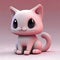 3d Render cute pink kitten genarated by AI.