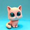 3d Render cute pink kitten genarated by AI.