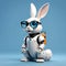 3D render of a cute rabbit robot, AI generated