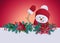 3d render, cute snowman waving hand, smiling, Christmas greeting