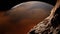 3d render desert storm on Mars planet outer space