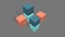 3d render Different color Cube on gray background