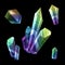 3d render, digital clip art, abstract crystals, modern gemstone background, multicolor nugget set