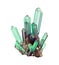 3d render, digital illustration, abstract green crystals, faceted gem, geology, nugget, minerals collection,  isolated clip art