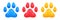 3d render of a dog paw print. Cute animal footprint, puppy or bear track icon on white background. Pet step shape for