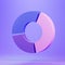3d render donut chart minimal icon isolated on purple background illustration. Business and market analysis concept