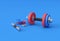 3d Render Dumbbells Set, Realistic Detailed Close Up View Isolated Sport Element of Fitness Dumbbell Design