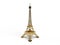 3d render, eiffel tower gold on a white background with shadow