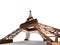 3d render, eiffel tower gold on a white background with shadow