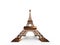 3d render, eiffel tower gold on a white background with shadow