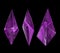 3D render, emerald purple crystal on black background, gems, natural nuggets, mysterious accessories