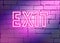3d render exit neon sign isolated on black background