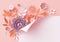 3d render, fall paper flowers, botanical background, page corner curl, fashion, beautiful bouquet, floral arrangement, baby shower