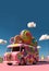 3D Render, Fantasy Colorful Food Truck of Candy