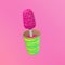 3d render fashion collage abstract scene. Strawberry ice cream in plastic cup. Minimalist food style modern art