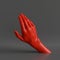 3d render, female hand isolated, coral red minimal fashion background, jewelry shop display, coral red mannequin body part, show,