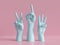 3d render, female hands isolated, minimal fashion background, mannequin body parts, competition concept, pastel shop display