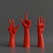 3d render, female hands isolated, minimal fashion background, red mannequin body parts, competition concept, shop display, show,